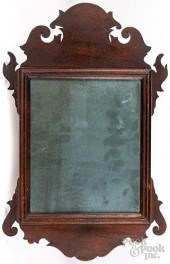 CHIPPENDALE WALNUT LOOKING GLA