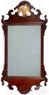 CHIPPENDALE WALNUT LOOKING GLA