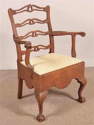 CHIPPENDALE WALNUT RIBBON BACK