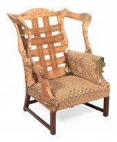 CHIPPENDALE WING CHAIR NEW ENG