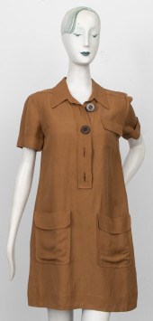 CHLOE BROWN SAFARI SHIRT DRESS
