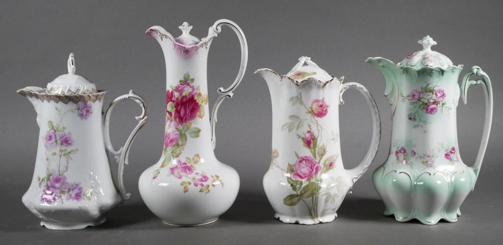 CHOCOLATE POTS (4)Floral decorated.