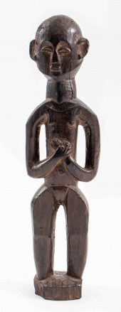 CHOKWE WOODEN FEMALE FIGURE ST