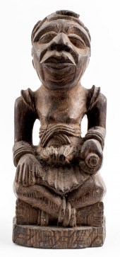 CHOKWE ZEBRAWOOD SEATED CHIBIN