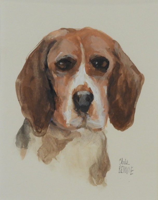 CHRIS BENVIE BEAGLE WC PAINTING