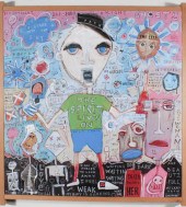 CHRIS HABERMAN OIL ON WOOD PAN
