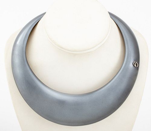 CHRISTIAN DIOR GUNMETAL-TONE CHOKER