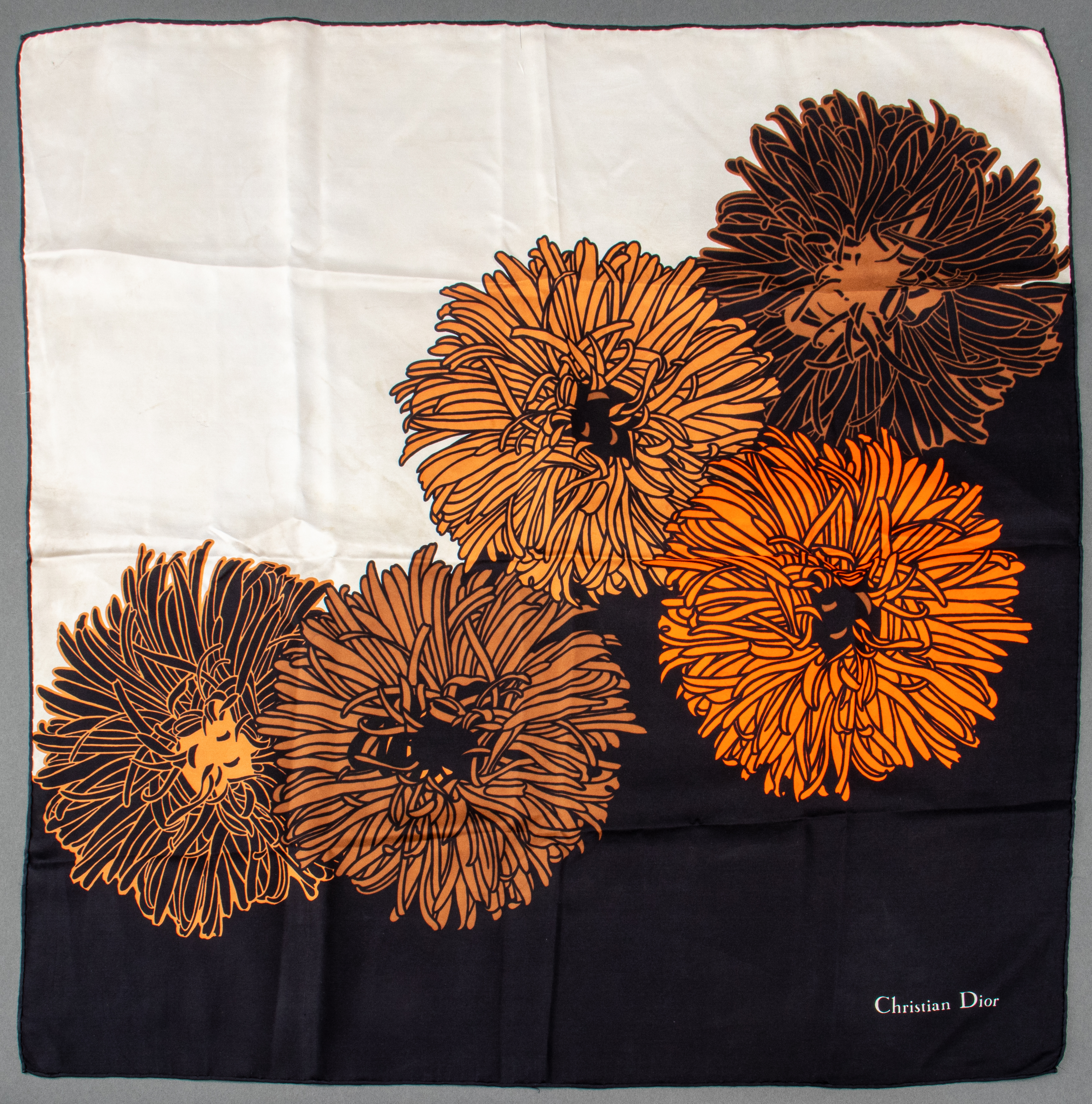 CHRISTIAN DIOR SILK SCARF W/ FLOWER