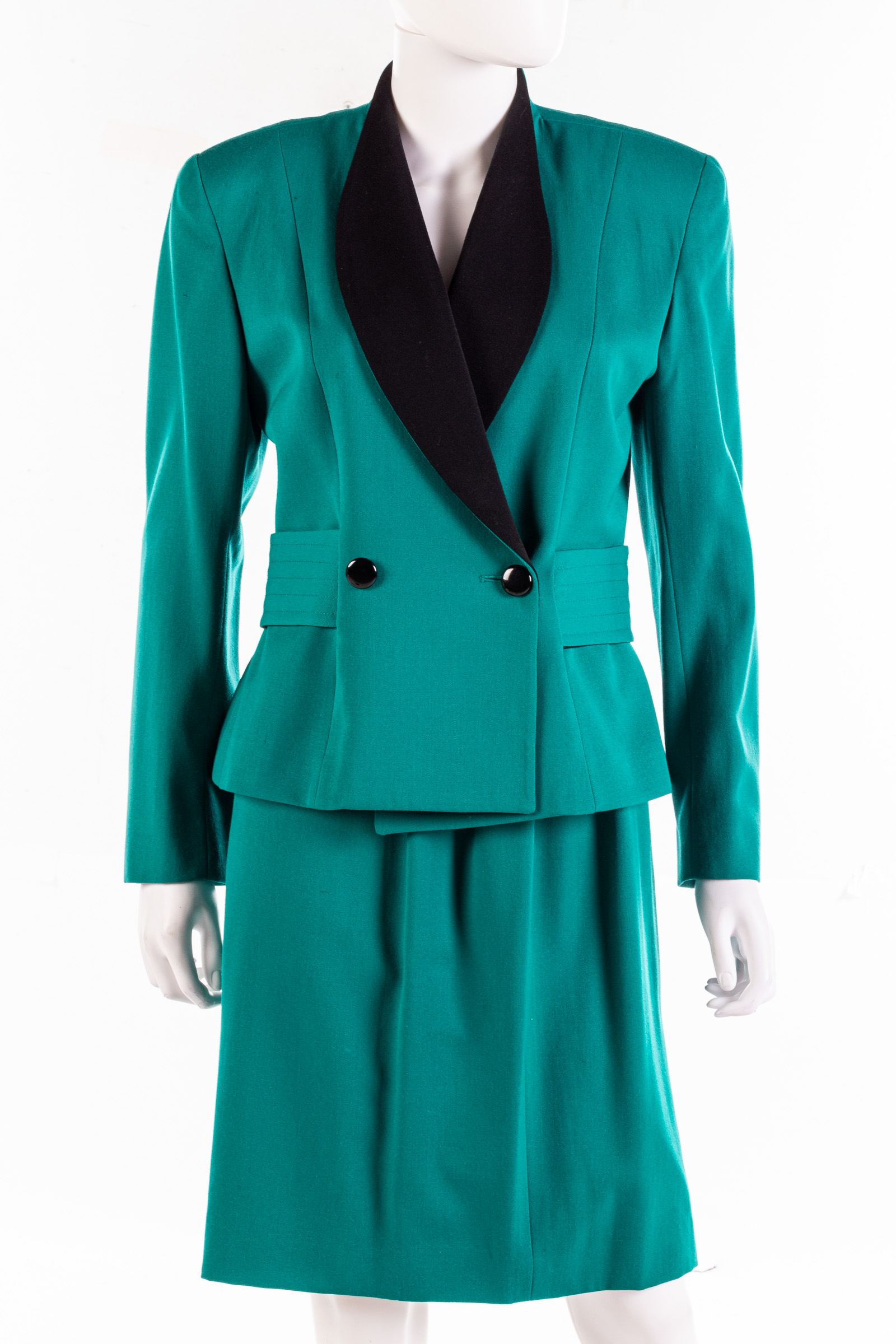 CHRISTIAN DIOR TEAL GREEN WOOL SUIT