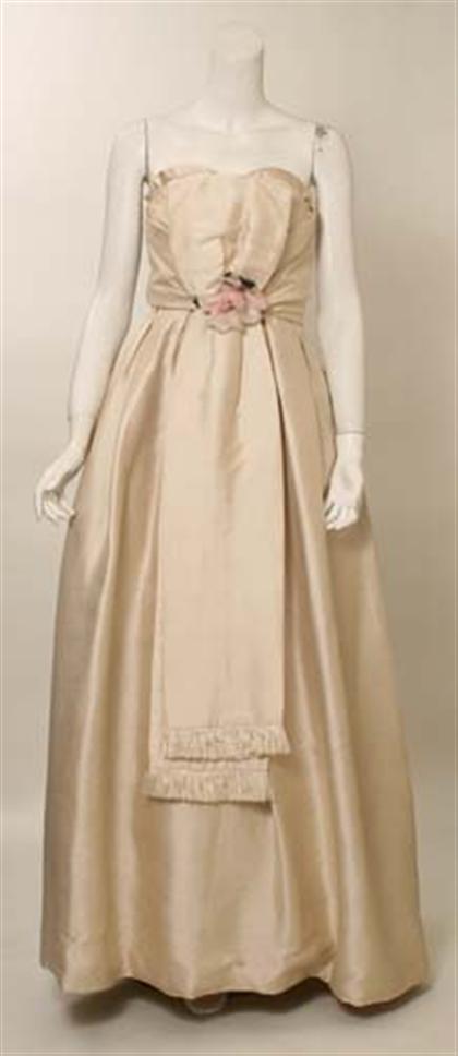 Christian Dior white silk strapless