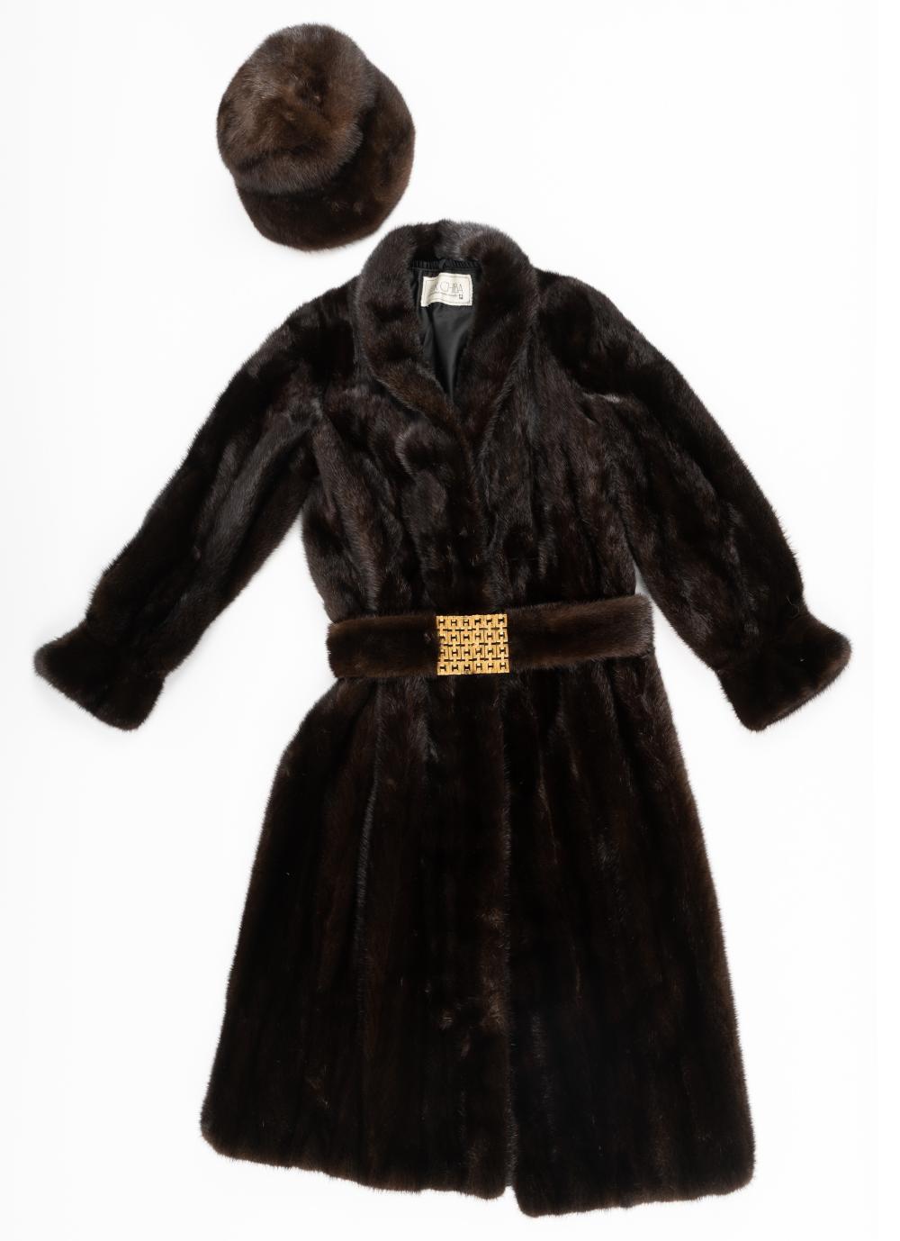 CHRISTIE BROTHERS FUR COAT, BELT