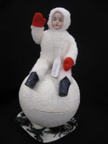 Christmas Candy Container bisque