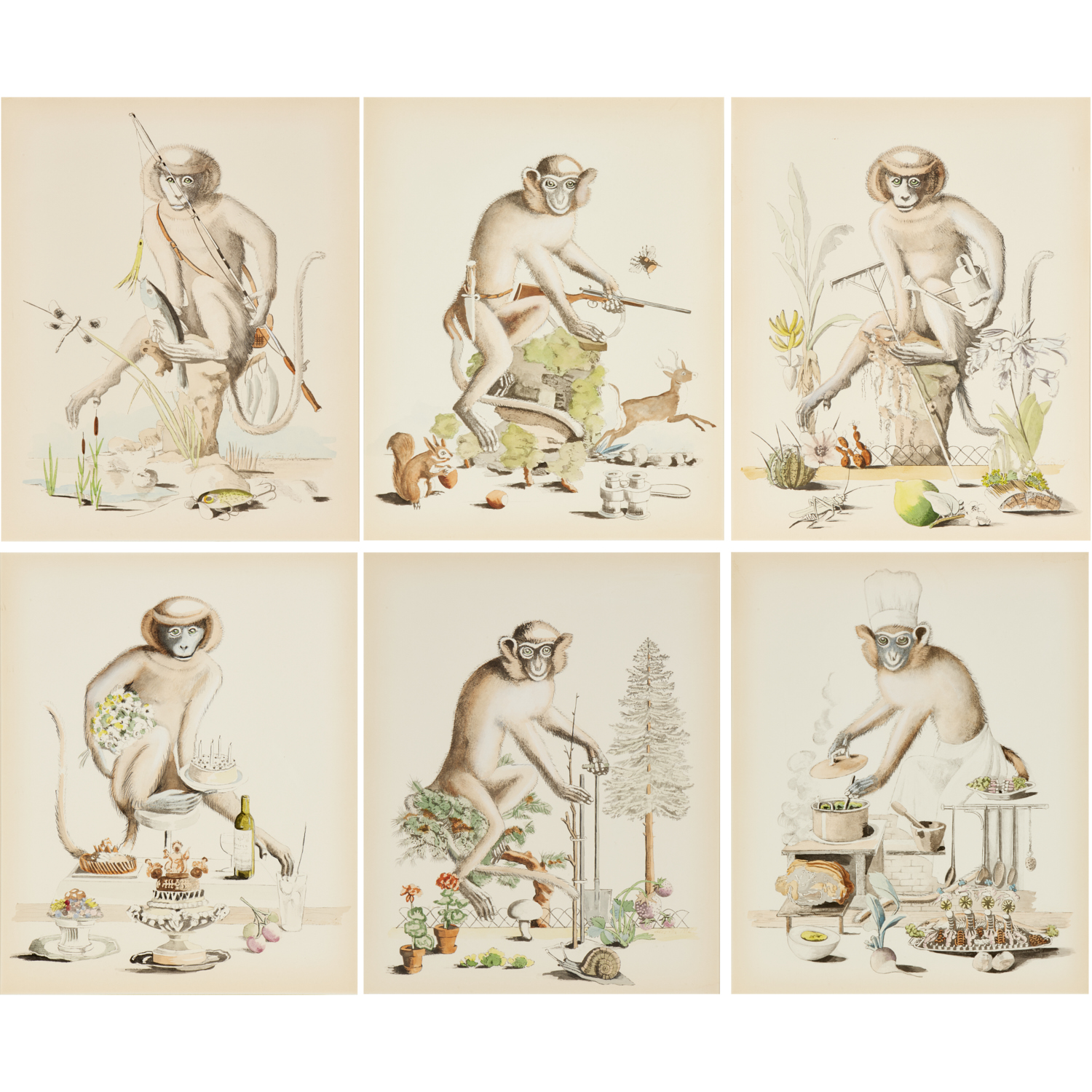 CHRISTOPHE CASTOU, SET (6) MONKEY