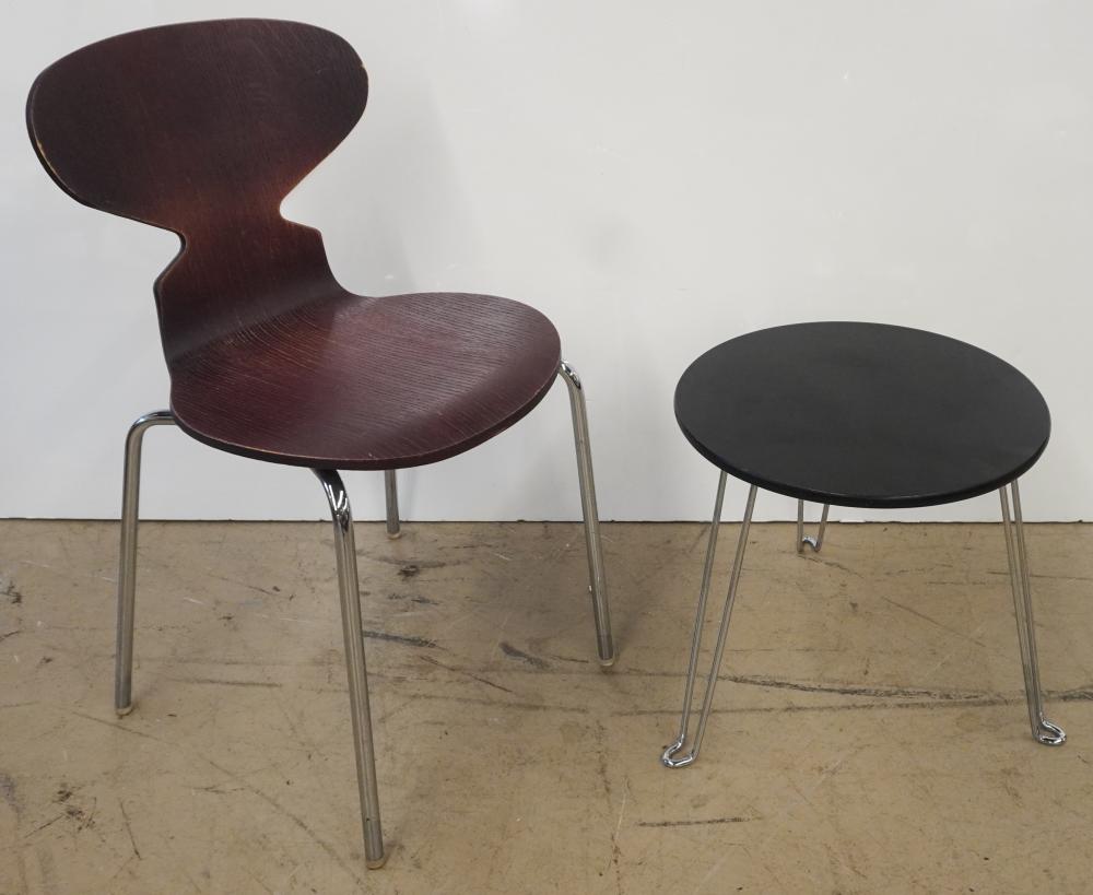 CHROME AND PAINTED WOOD STOOL AND