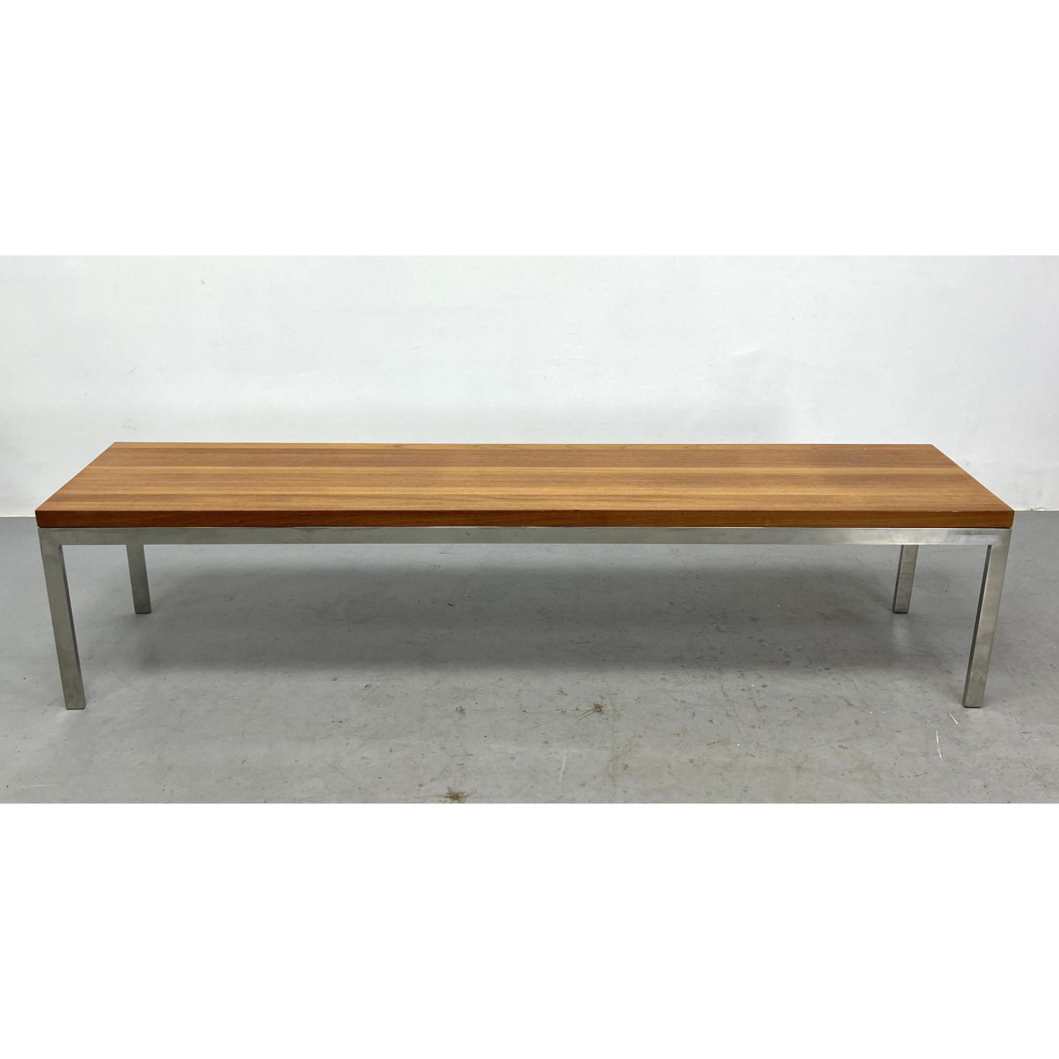 Chrome and Wood long coffee table