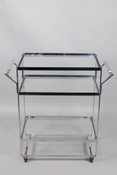 CHROME BAR CART, 1970S 34 3/4