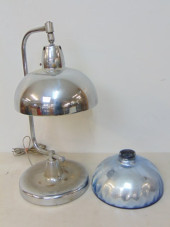 CHROME DESK LAMP WITH BLUE MER