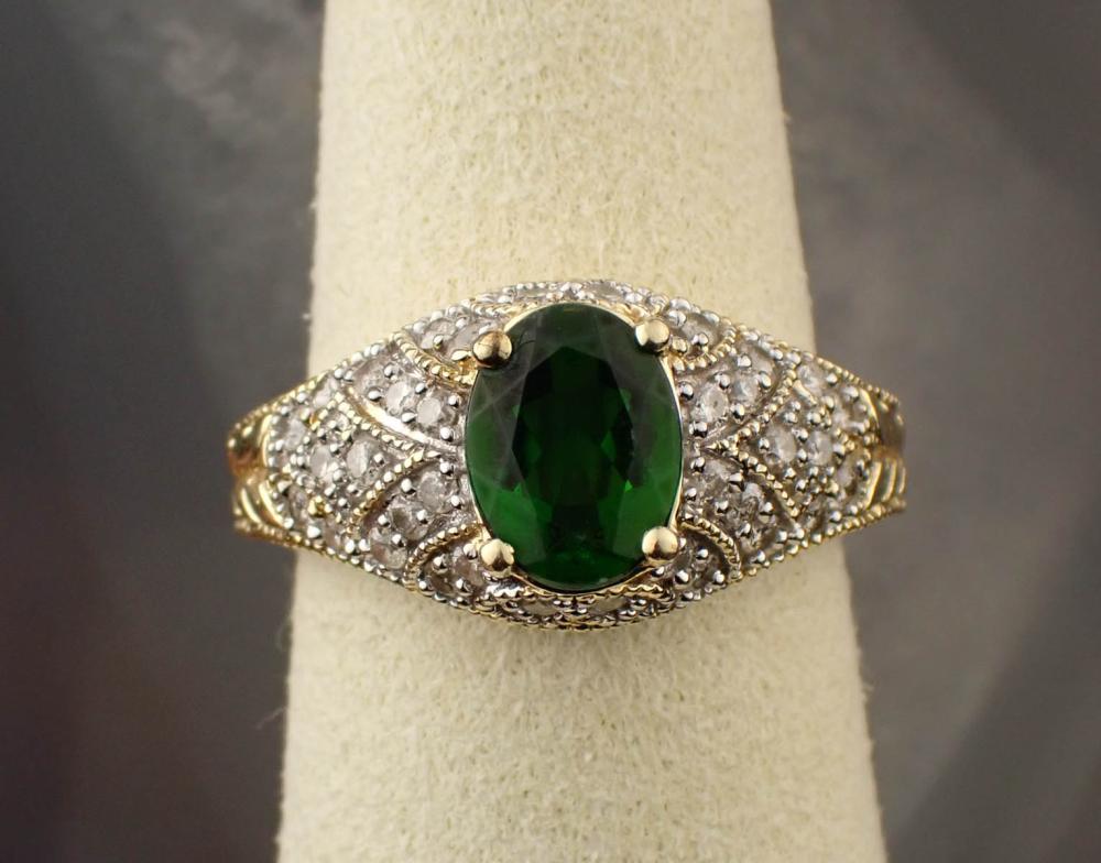 CHROME DIOPSIDE, DIAMOND AND GOLD