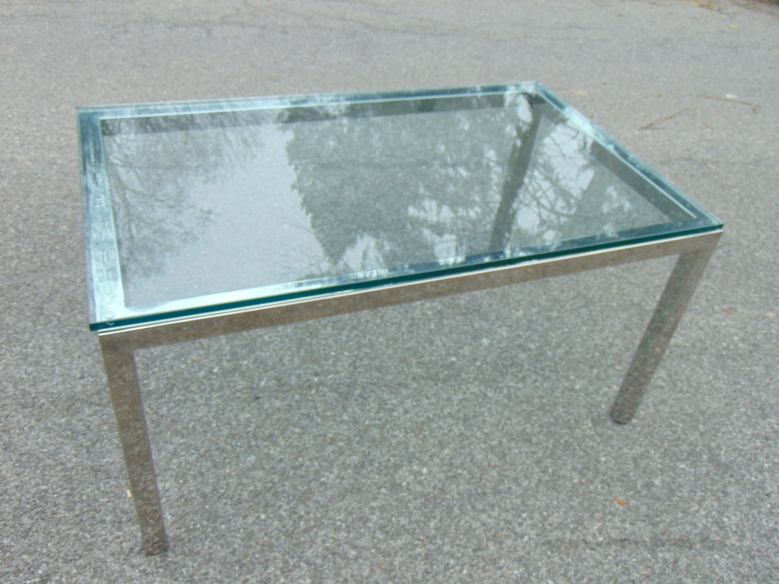 CHROME & GLASS DINING TABLE,