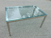 CHROME & GLASS DINING TABLE, M