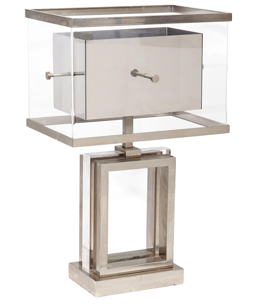 CHROME & LUCITE TABLE ITALIAN