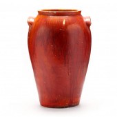 CHROME RED FLOOR VASE, ATTRIBU