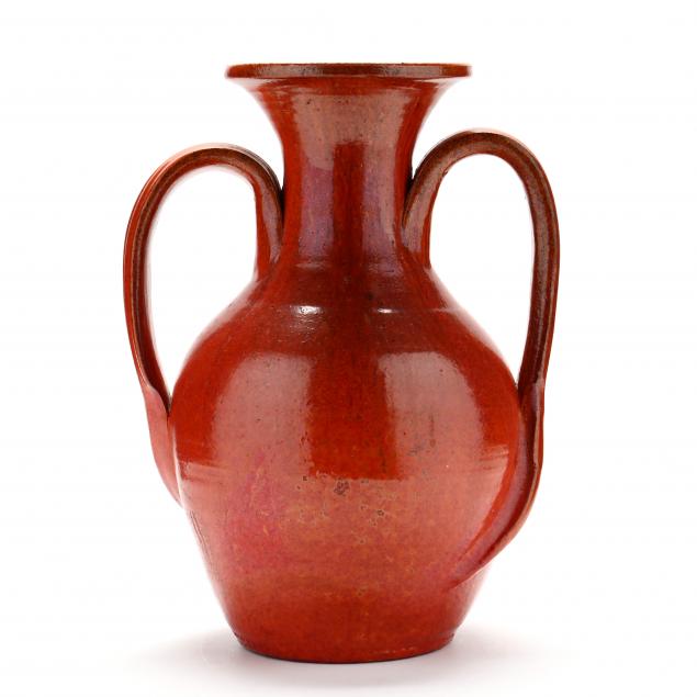 CHROME RED VASE, ATTRIBUTED JACK