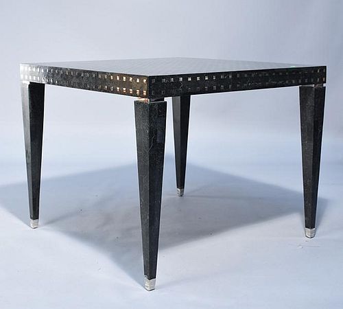 CHROME TABLEBlack lacquer and inlay