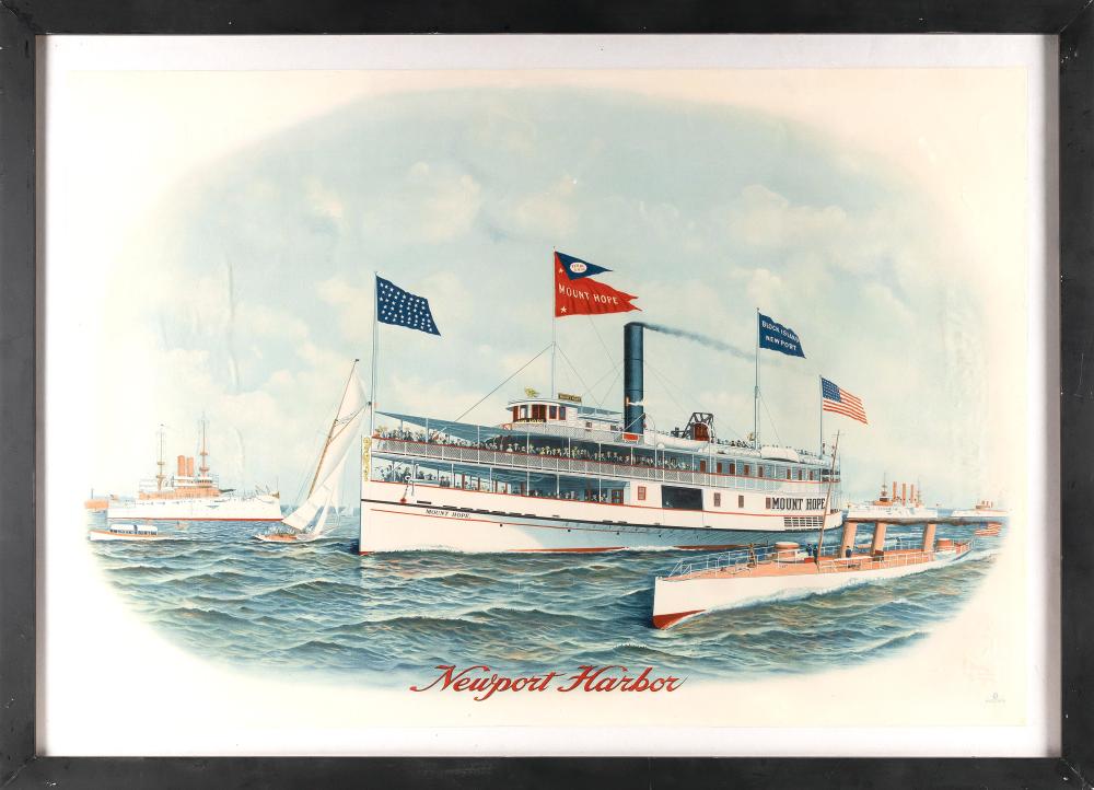 CHROMOLITHOGRAPH "NEWPORT HARBOR"