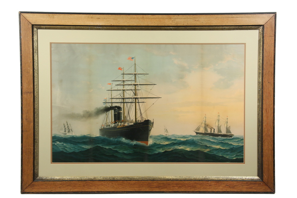 CHROMOLITHOGRAPH - Steam & Sail