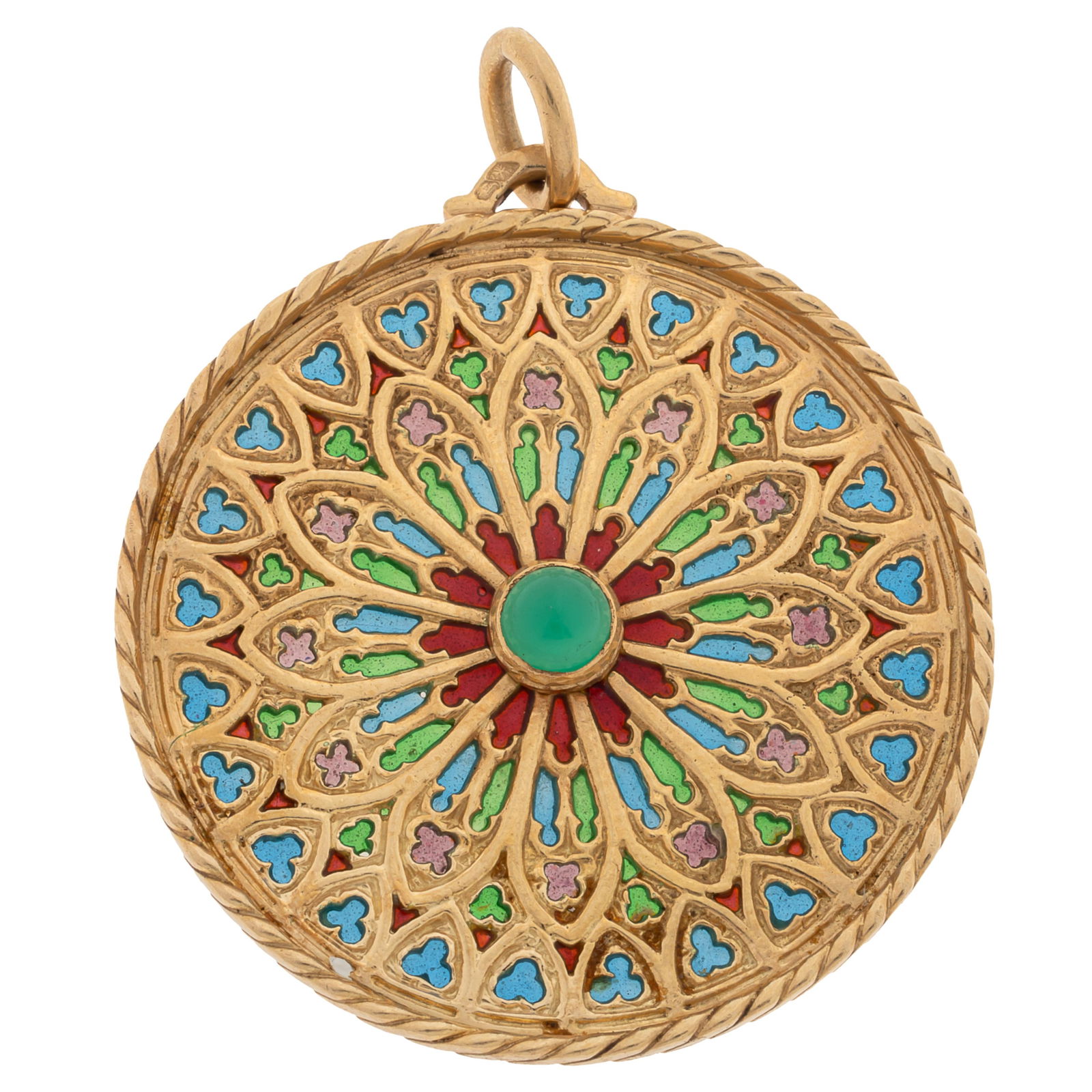 CHRYSOPRASE, PLIQUE-A-JOUR, 18K