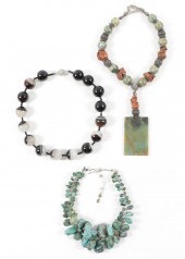 CHUNKY NATURAL NECKLACE 3PC GR