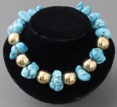 CHUNKY TURQUOISE & GOLD-FILL N