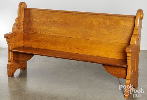 CHURCH PEWOak church pew, 37" h.,
