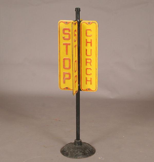 Church Stop Sign; four double sided