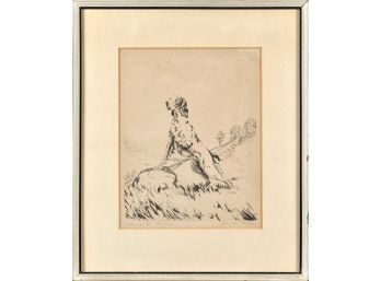 Churchill Ettinger etching, hunting