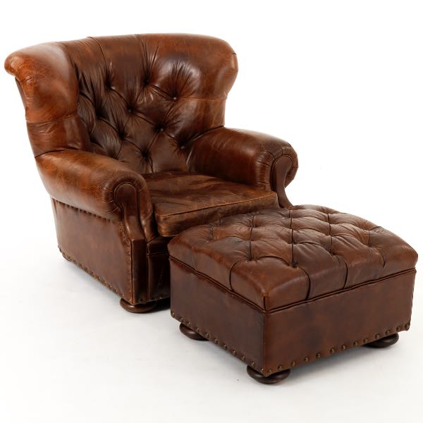 CHURCHILL LEATHER ARMCHAIR AND