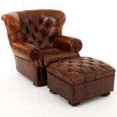 CHURCHILL LEATHER ARMCHAIR AND