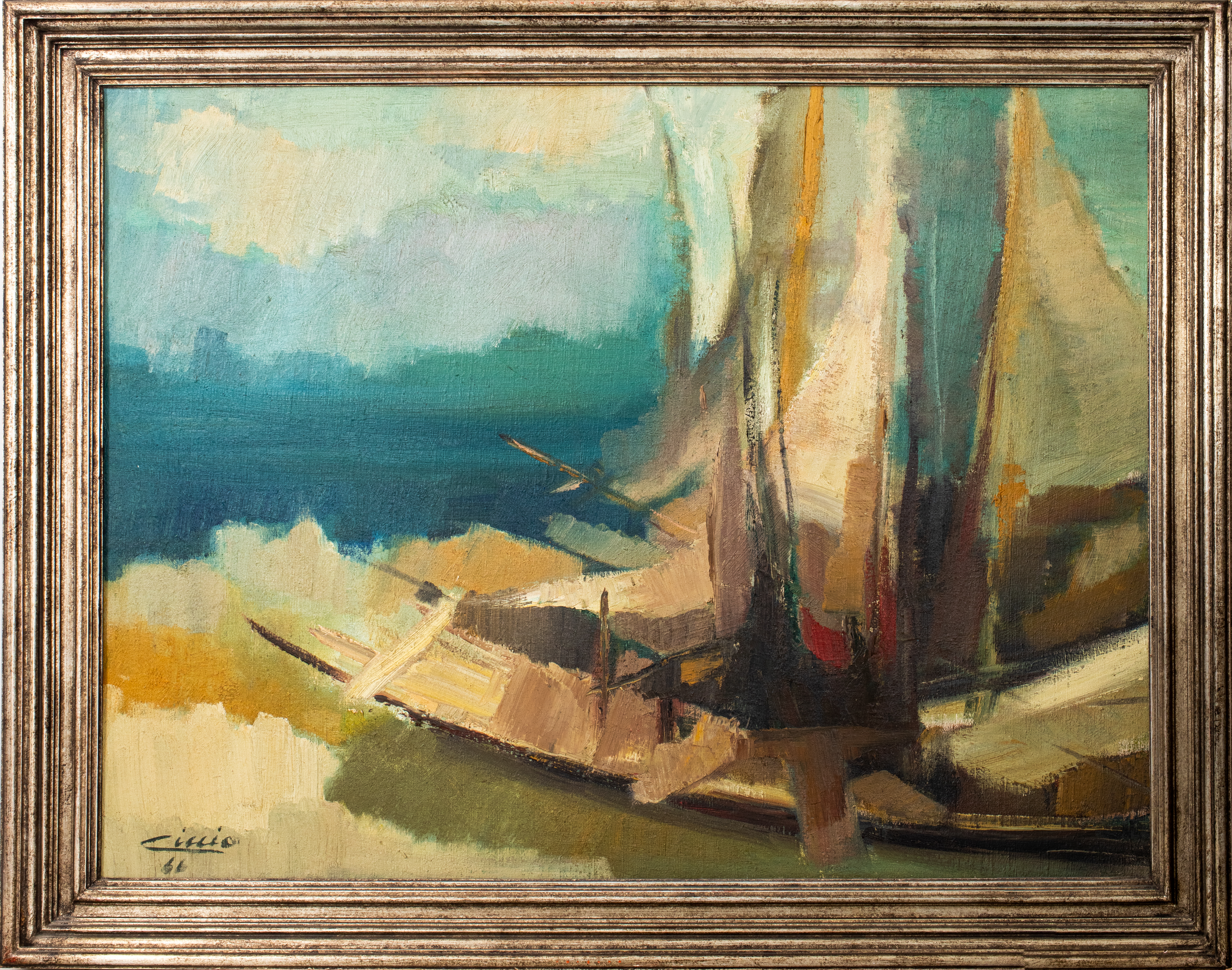 CICCIO BOATING SCENE OIL ON