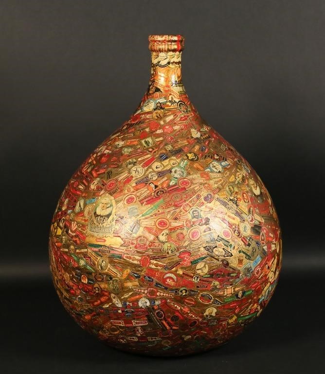 CIGAR LABEL DECOUPAGE VASEBottle