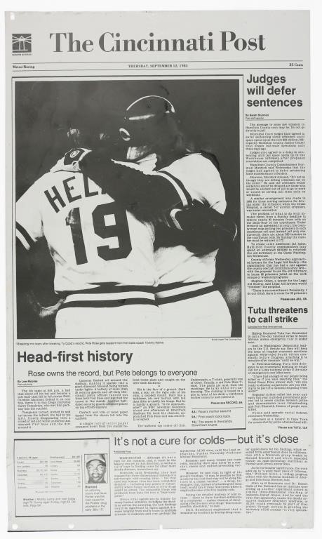 CINCINNATI POST 1985 PETE ROSE