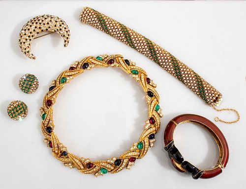 CINER GEM-SET GOLD-TONE COSTUME