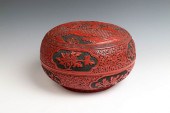 CINNABAR LACQUER BOX, MID TO L