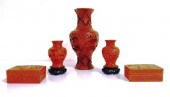 Cinnabar vase  10'' h.  damage