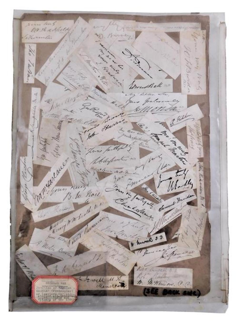 CIRCA 1850'S SIGNED PETITION TO END