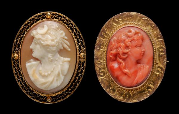 CIRCA 1900 CARVED CORAL AND SHELL