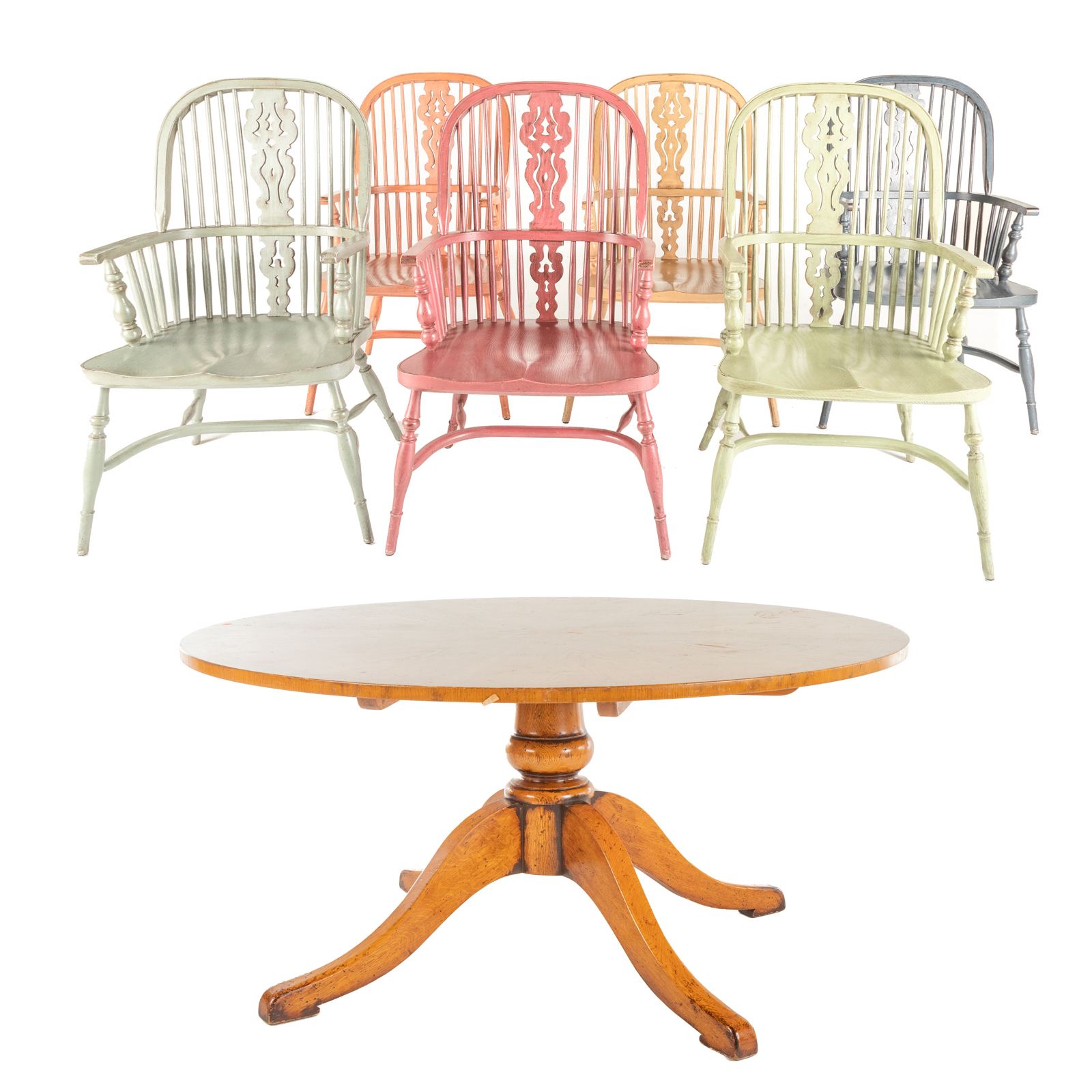 CIRCULAR PEDESTAL TABLE & SIX