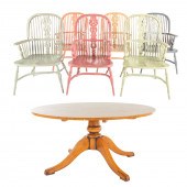 CIRCULAR PEDESTAL TABLE & SIX