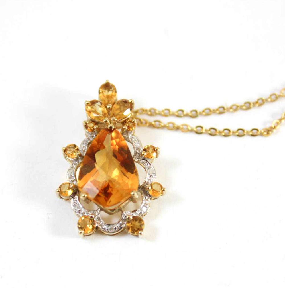 CITRINE AND DIAMOND PENDANT