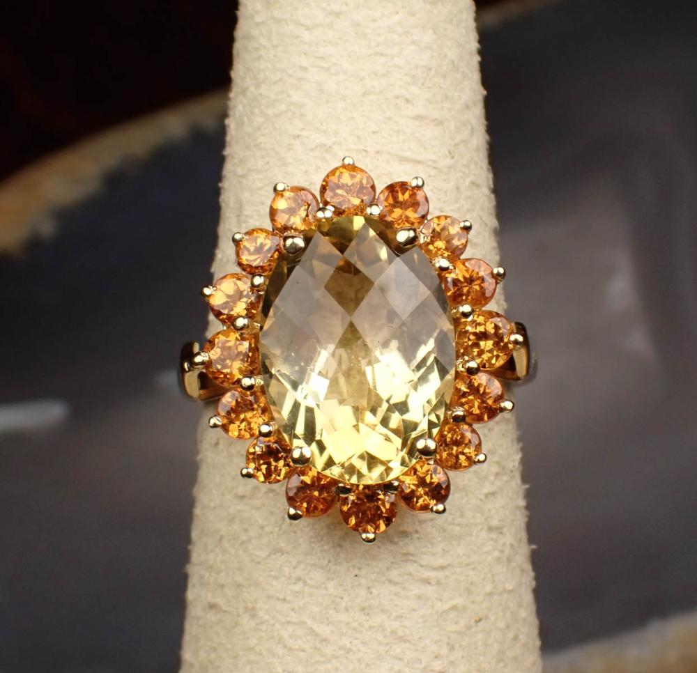 CITRINE AND FOURTEEN KARAT GOLD